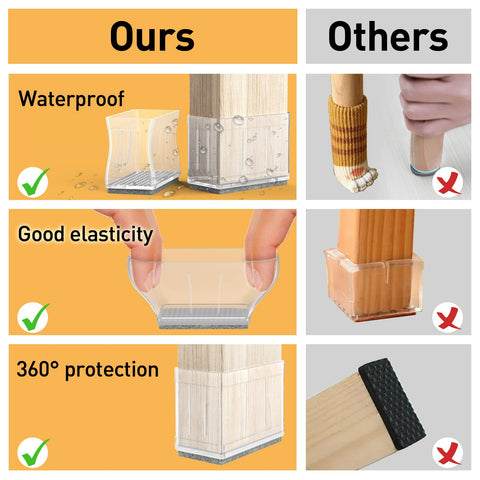 CHWM easy install silicone cap fits rectangular legs without tools.