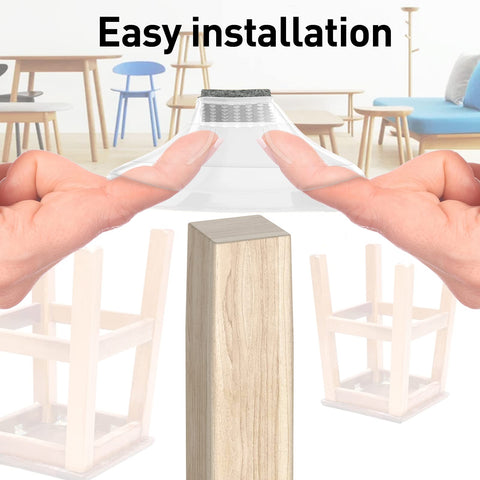 CHWM stretch-fit protector over a chair leg for tool-free installation