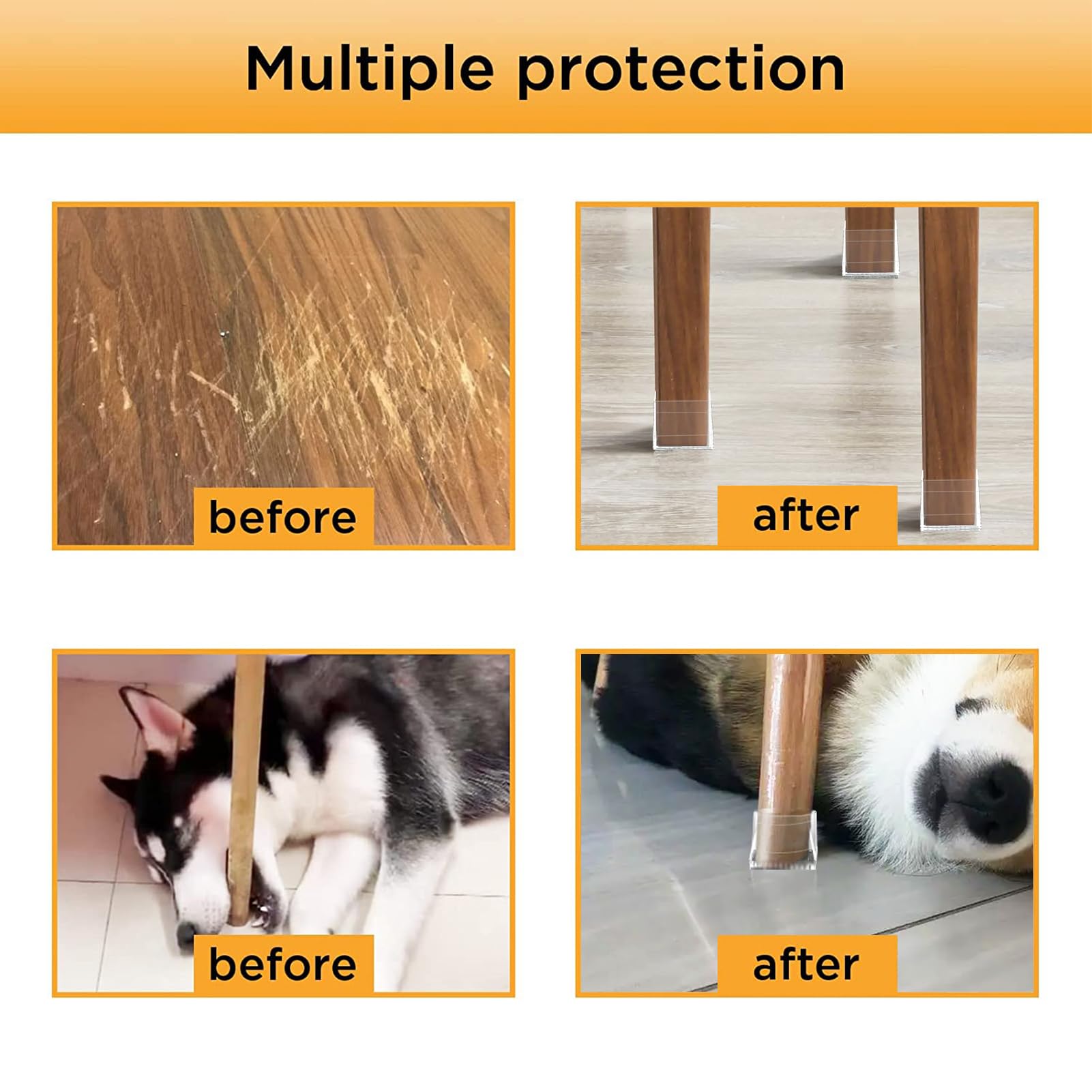 CHWM non-slip square chair leg protector protects various floor types