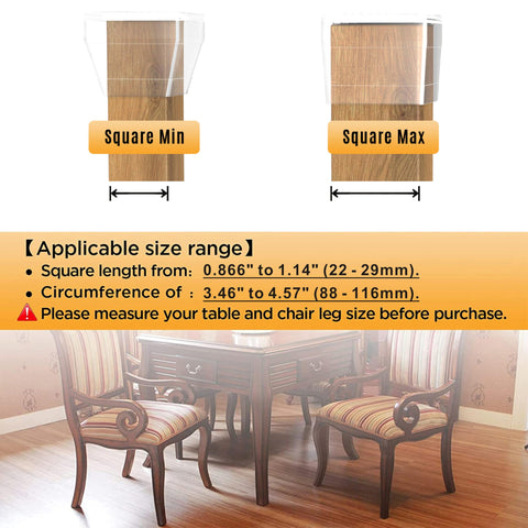 CHWM non-slip square chair leg protector installation demonstrates tool-free setup