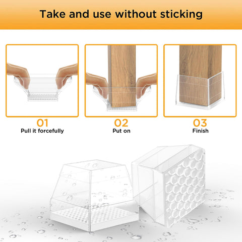 CHWM non-slip square chair leg protector on floor prevents scratches and movement