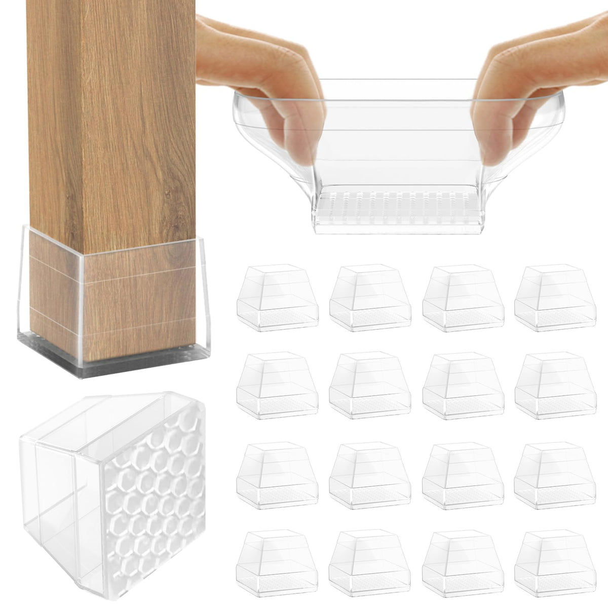 CHWM non-slip square chair leg protector packaging highlights durability and floor protection