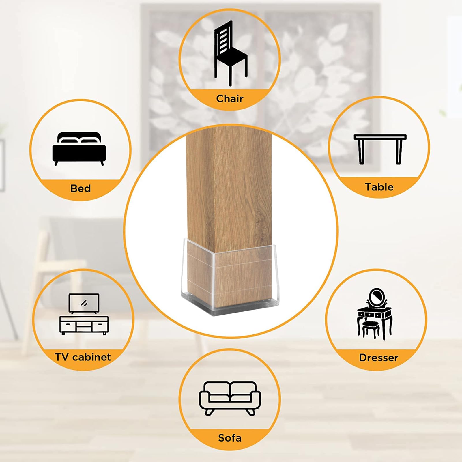 CHWM non-slip square chair leg protector size 0.866–1.14 inches fits
