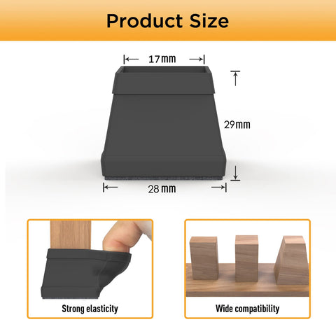 CHWM silicone chair leg cover close-up showing stretch-fit and durable 2mm thickness.