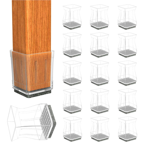 CHWM square chair leg protector close-up on wood floor showing protective felt pad