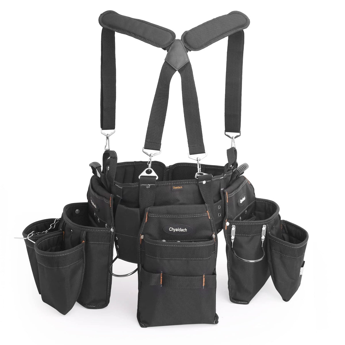 Chyaidach 16-pockets tool belt front view keeps essential tools within easy reach