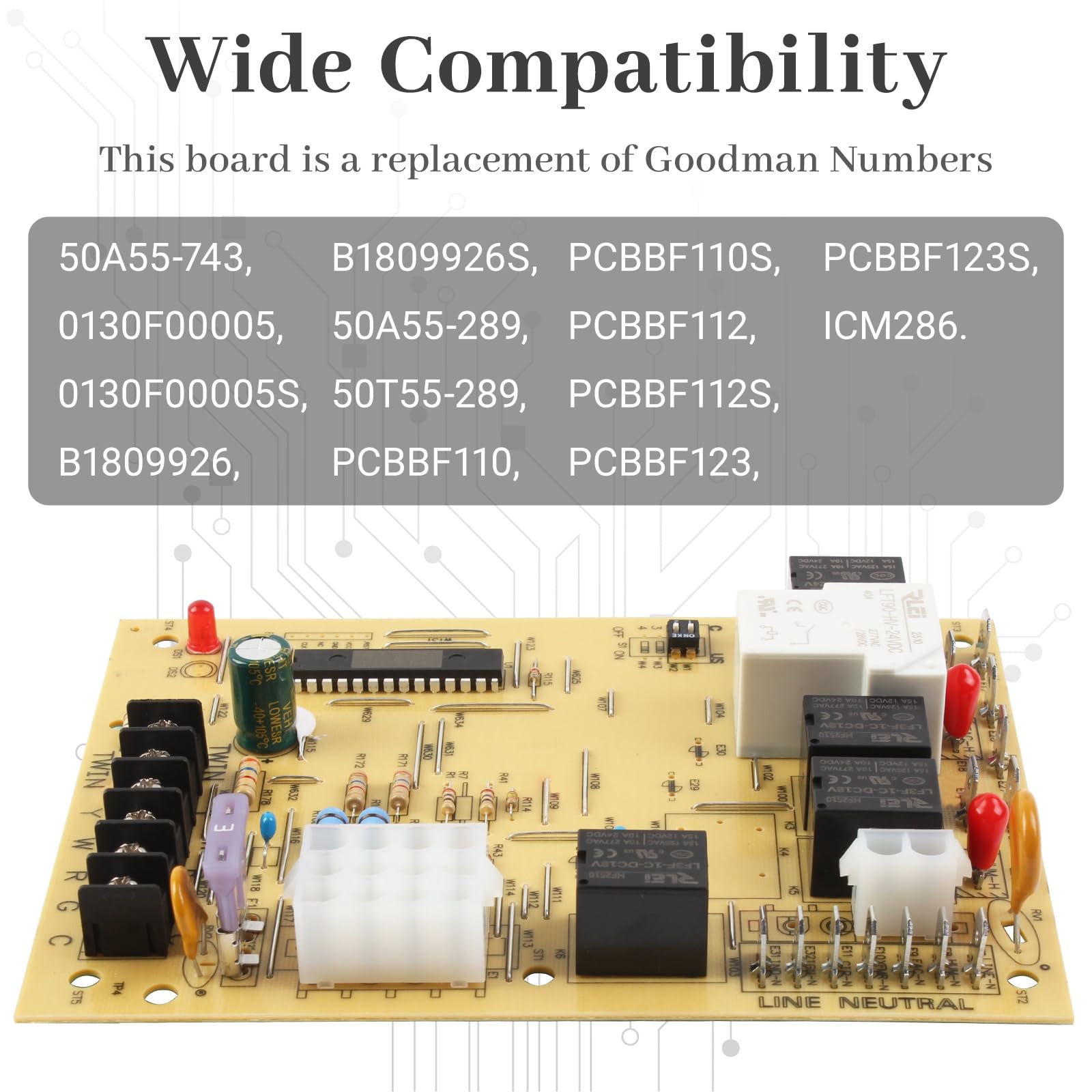 CHYKUANG control board showing Goodman/Amana compatibility to reduce downtime
