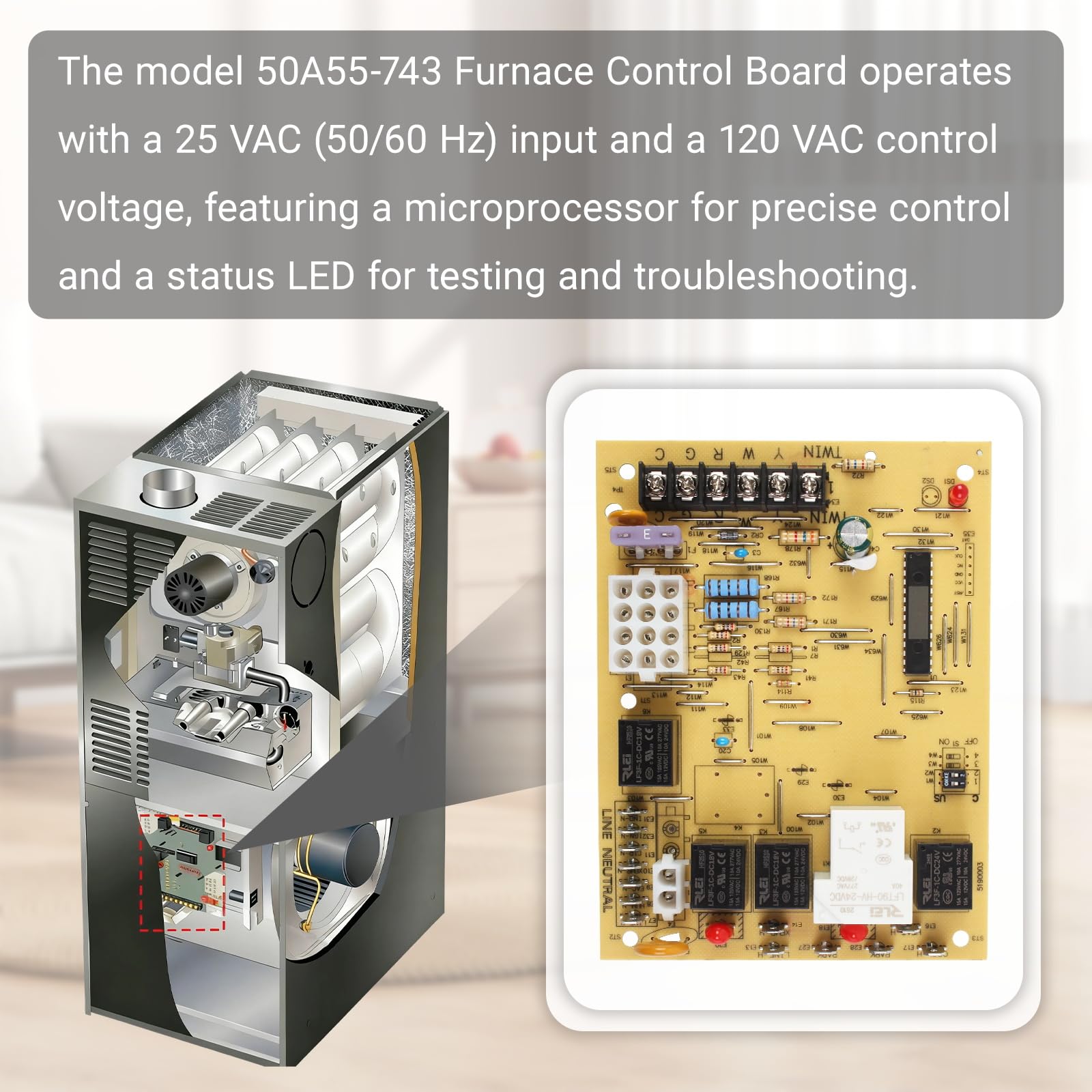 CHYKUANG status LED on furnace board aiding quick diagnostics