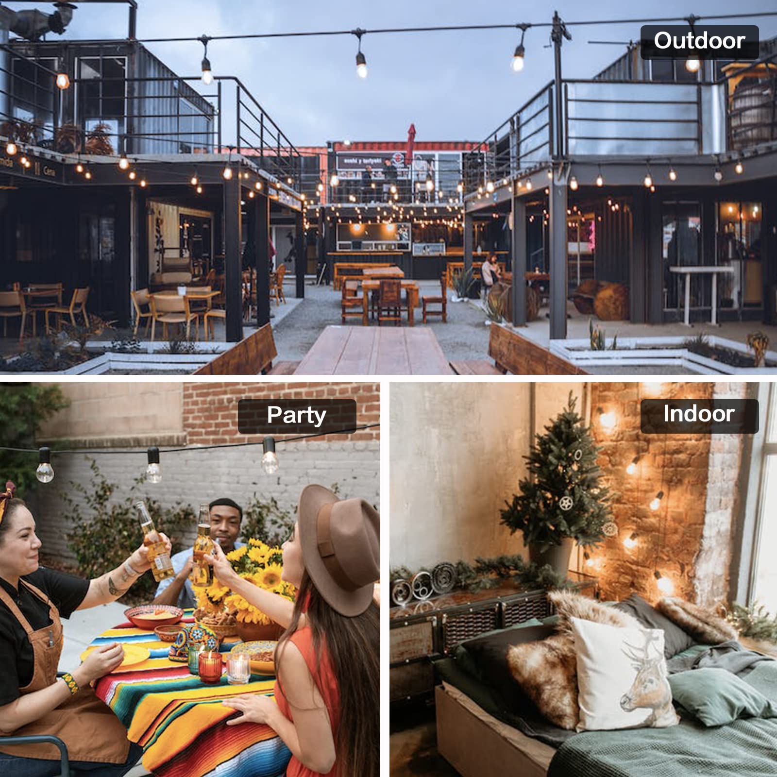 Outdoor string light installation using CHYSUPER G40 bulbs
