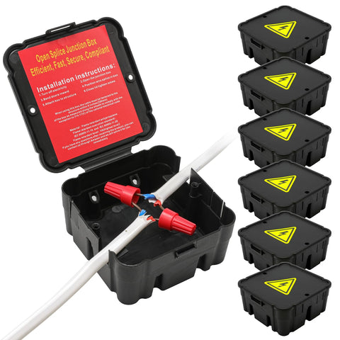 CICHKELY black open splice junction box 6-pack with cover enables quick, wire-safe setup.