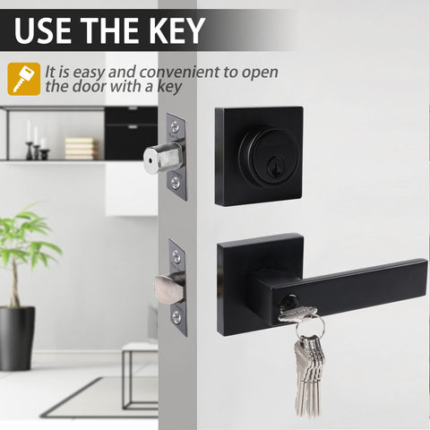 Cielsa Dawn front door handle set with deadbolt; reversible lever suits both orientations