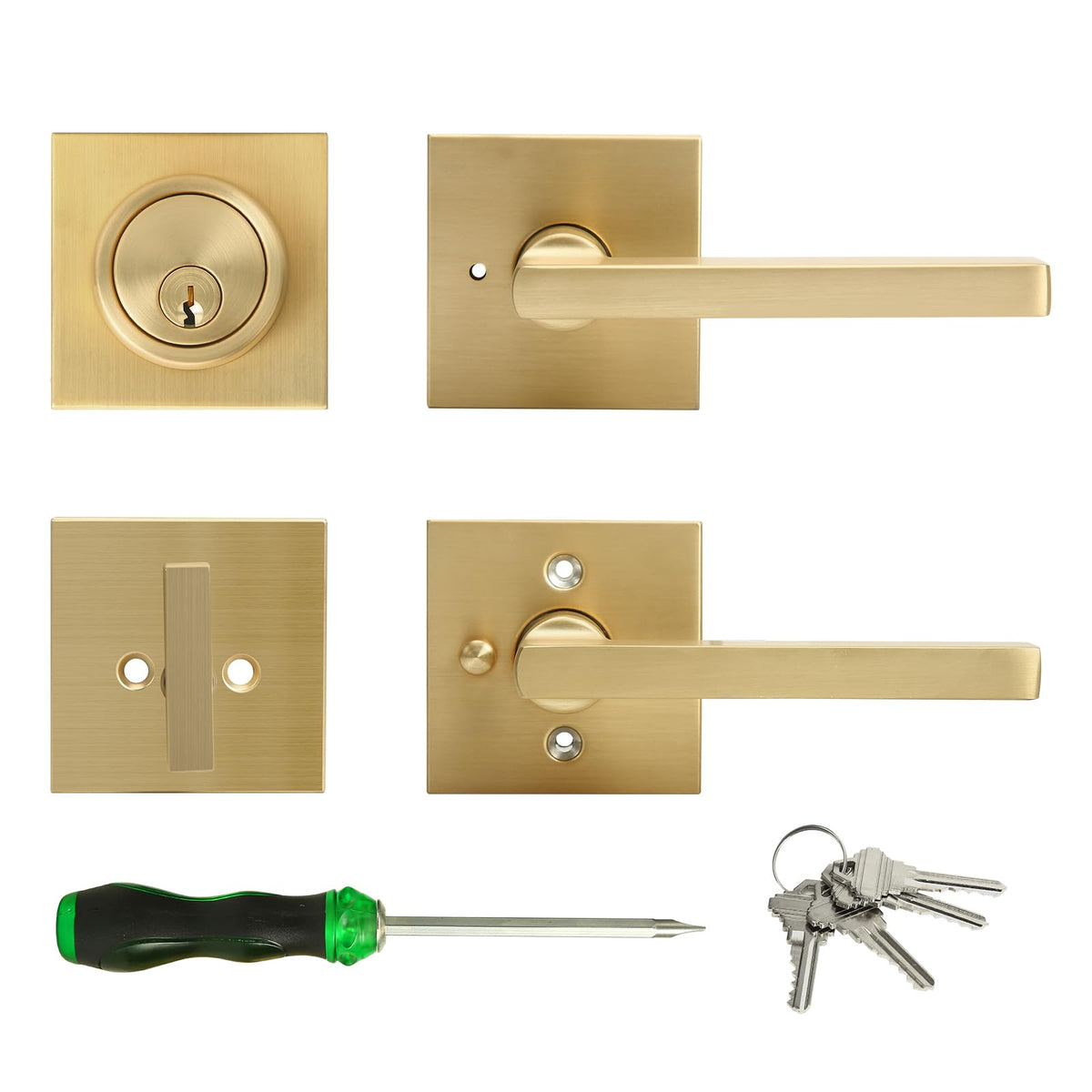 Cielsa Dawn Gold privacy lever door handle with secure privacy function for doors