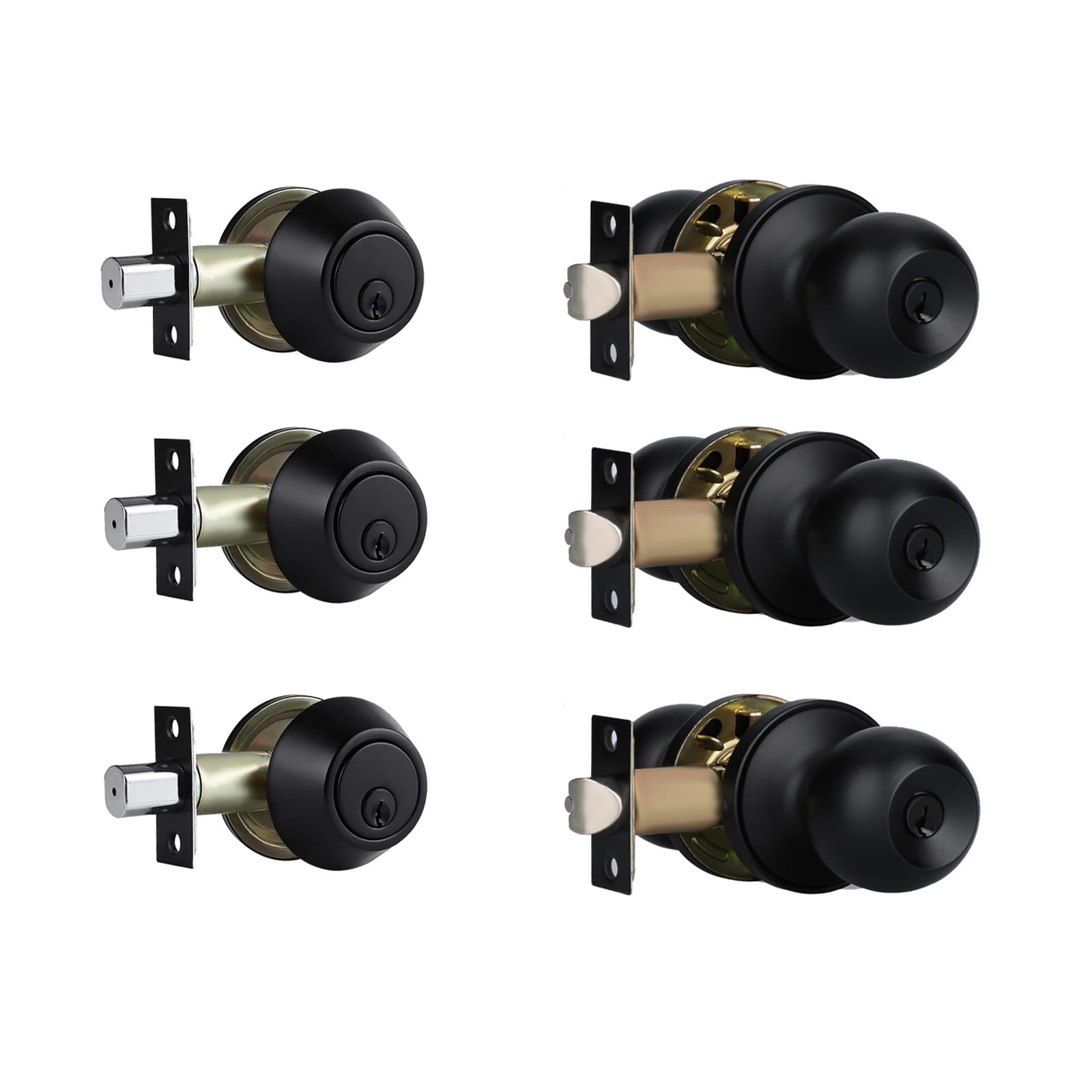 Cielsa Dawn keyed-alike exterior knob and deadbolt front view in matte black for enhanced security