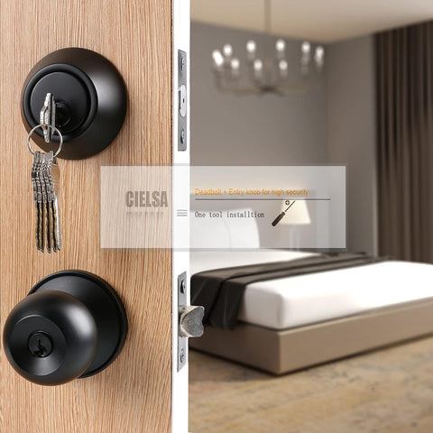 Cielsa Dawn exterior knob and deadbolt assembly with adjustable latch for versatile doors