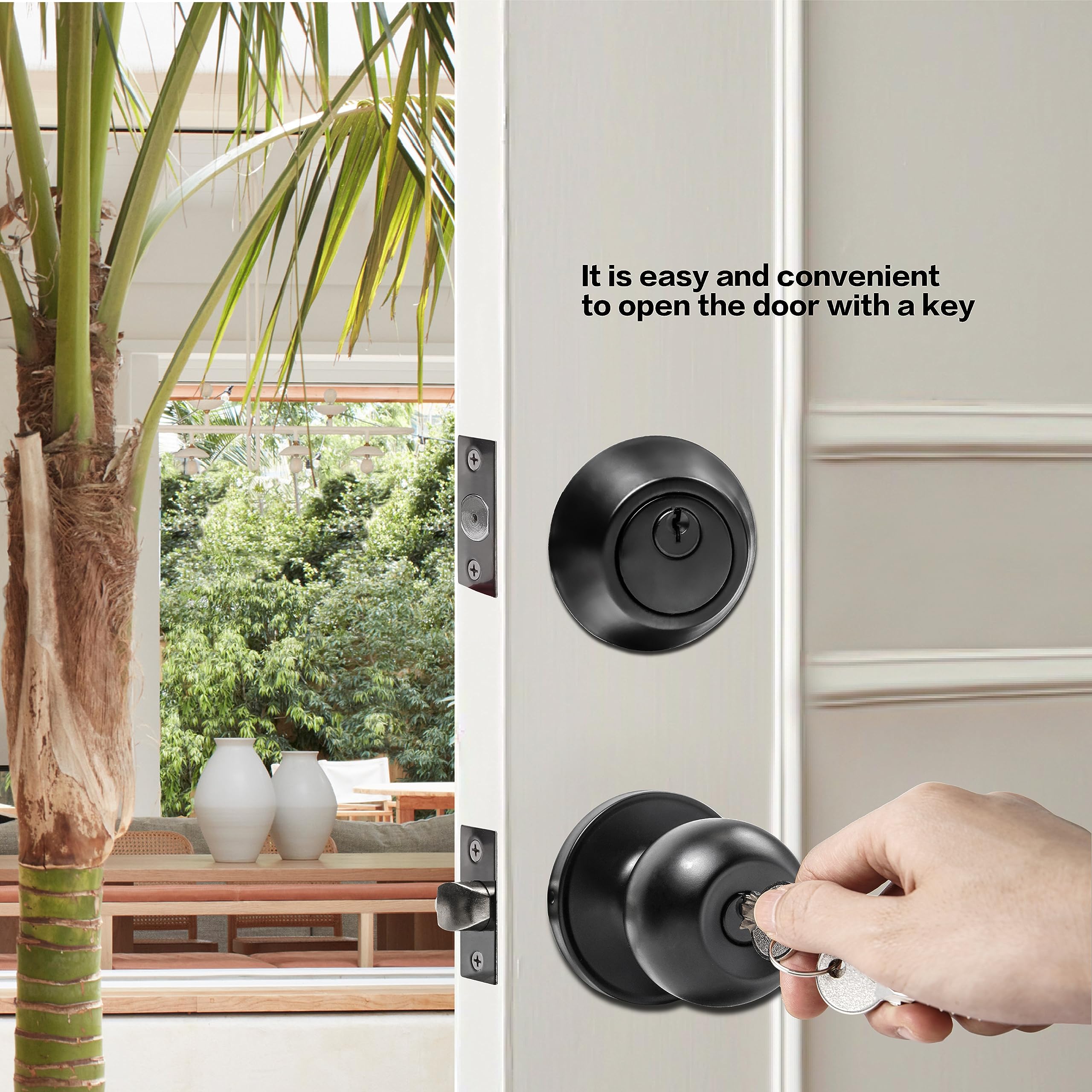Cielsa Dawn exterior knob and deadbolt side view, matte black finish, reliable entry solution