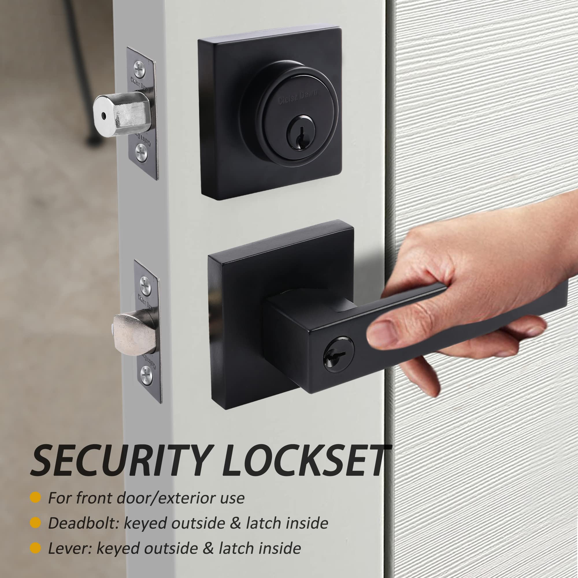 Cielsa Dawn keyed-alike lockset means all keys fit both lever and deadbolt