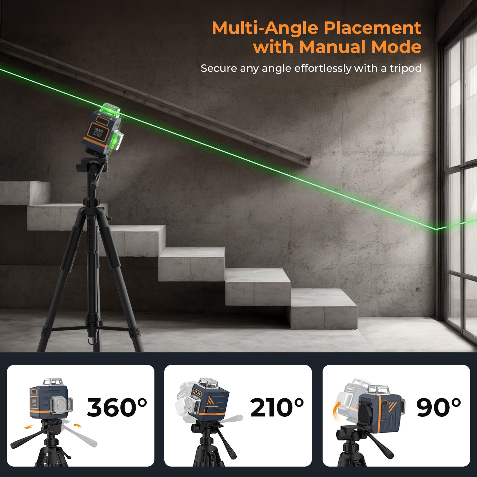 CIGMAN 3D laser level with rotary base for flexible positioning