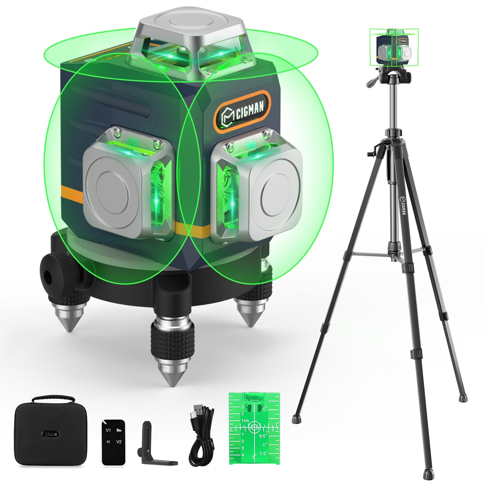 CIGMAN 3D laser level mounted on a sturdy tripod for precise room-wide alignment