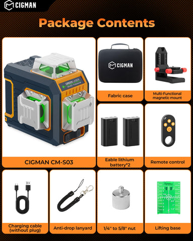CIGMAN Green Laser Level ABS hard case protects the equipment