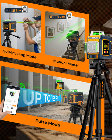 CIGMAN Green Laser Level Pulse Mode outdoor visibility with receiver
