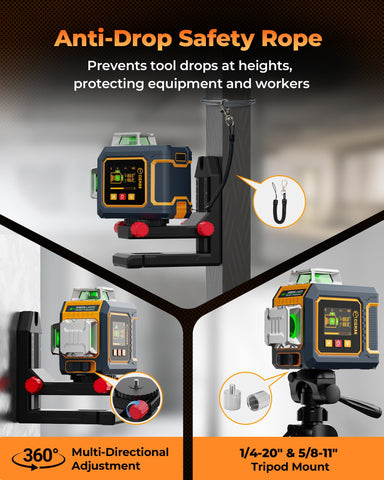 CIGMAN Green Laser Level 1/4-20 mount for tripods and bases