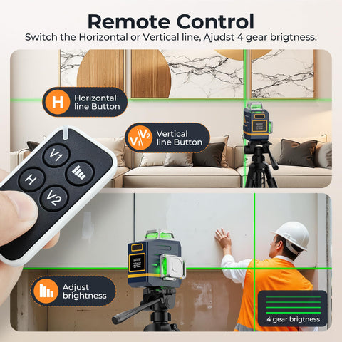 CIGMAN laser level remote control for quick brightness and visibility adjustments.