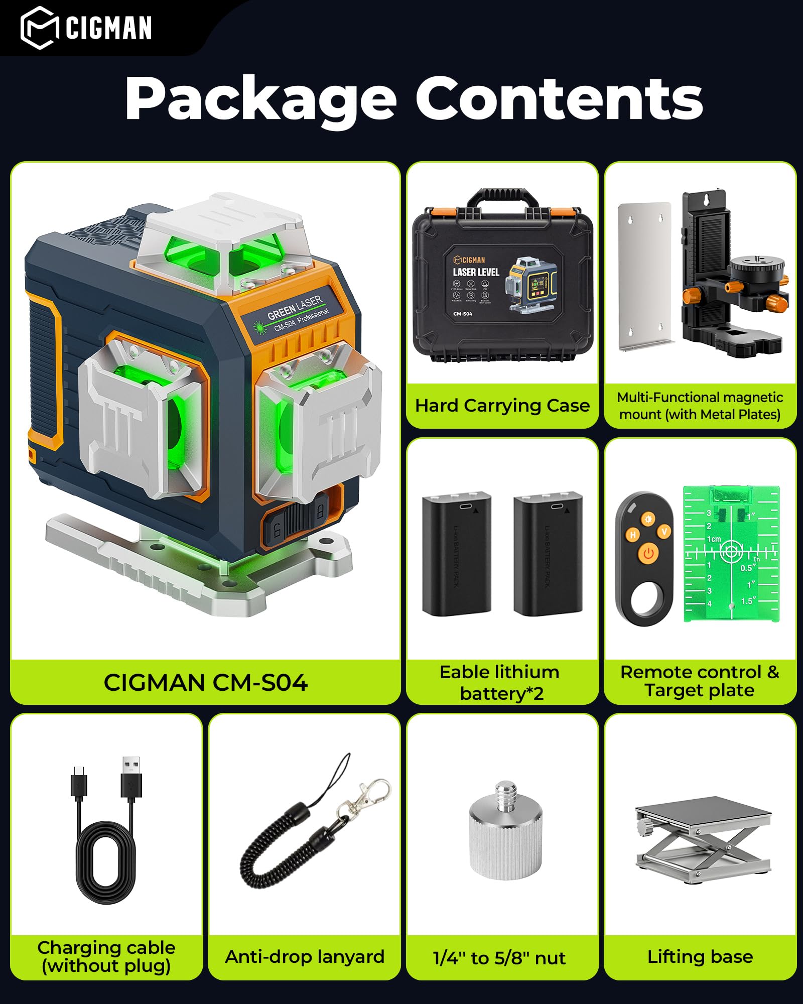 CIGMAN S04 included case and batteries protect tools on site