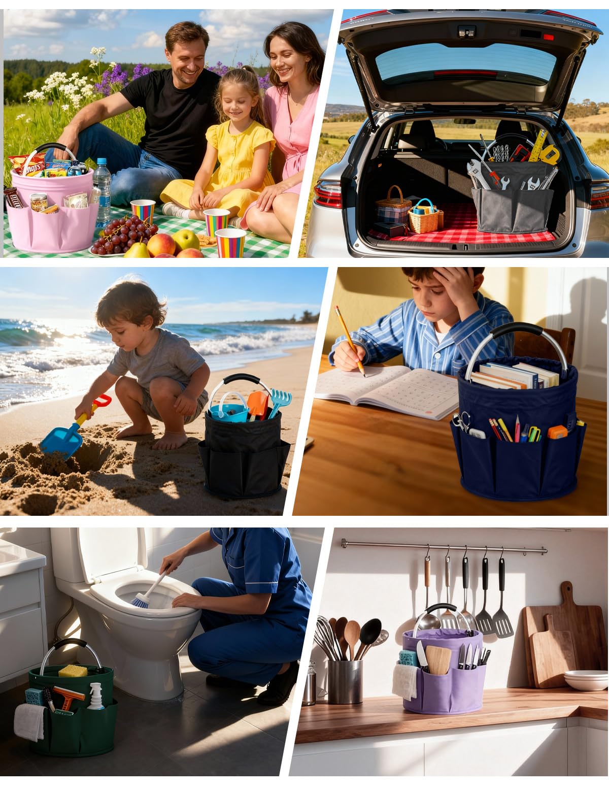 CIHTL Cleaning Caddy folds to 4 cm, saving space in drawers and bags.