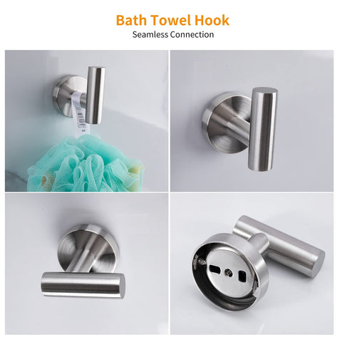 Cilee brushed-nickel robe hook close-up for towels and robes