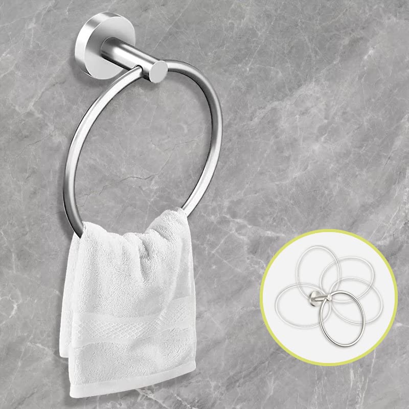 Cilee brushed-nickel towel ring close-up highlighting secure mounting