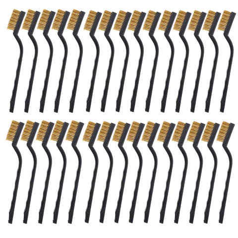 CILEONBE mini brass wire brush with curved handle for welding slag removal in tight spaces
