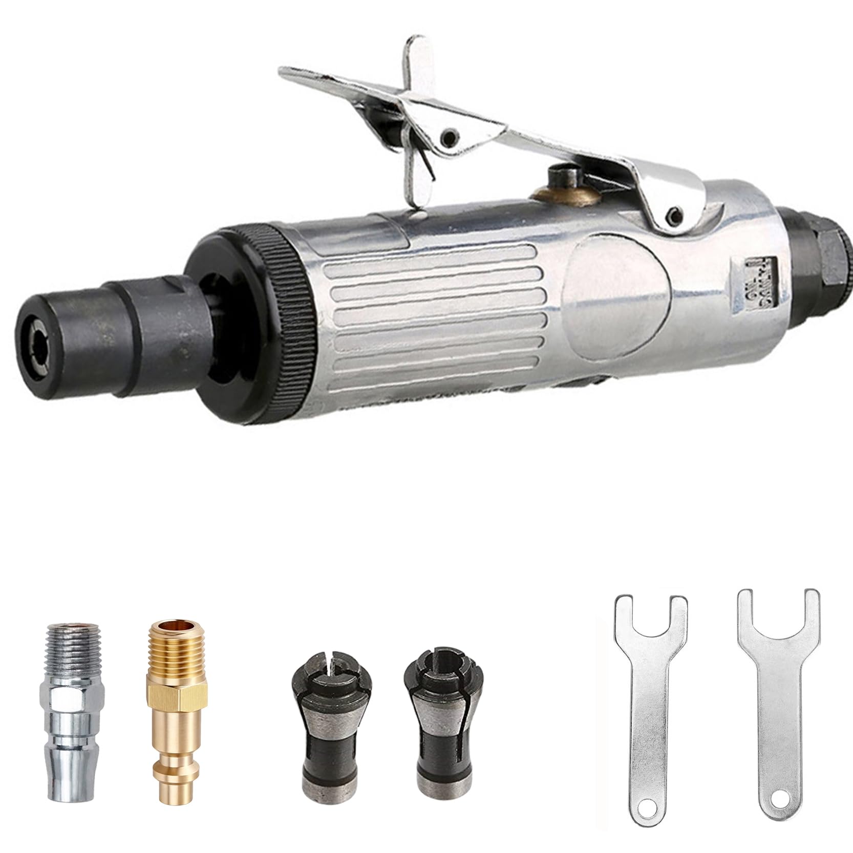 CILEONBE quarter-inch air die grinder, top view, compact precision for tight spaces.
