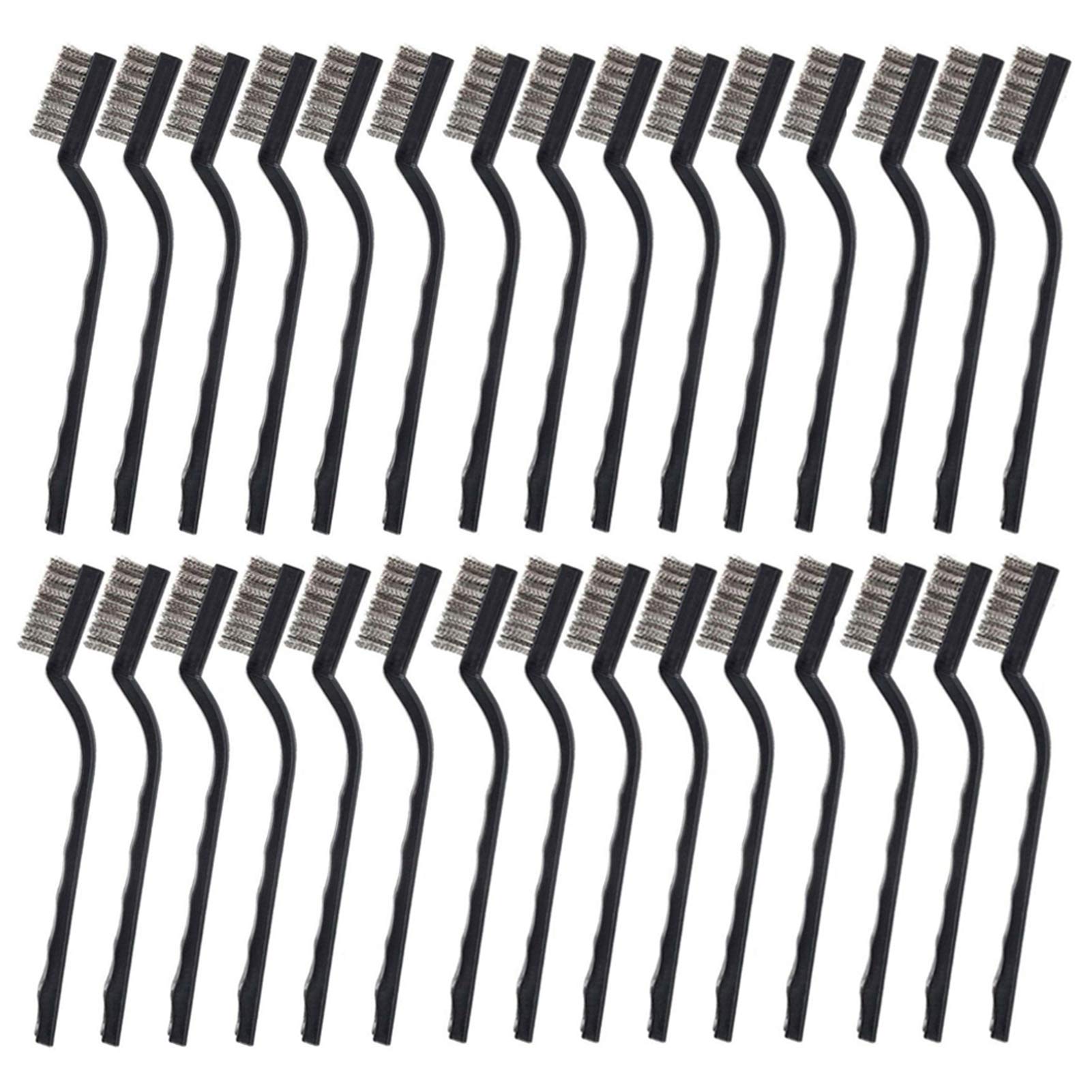 CILEONBE mini wire brush with curved handle for precise rust removal in tight spaces