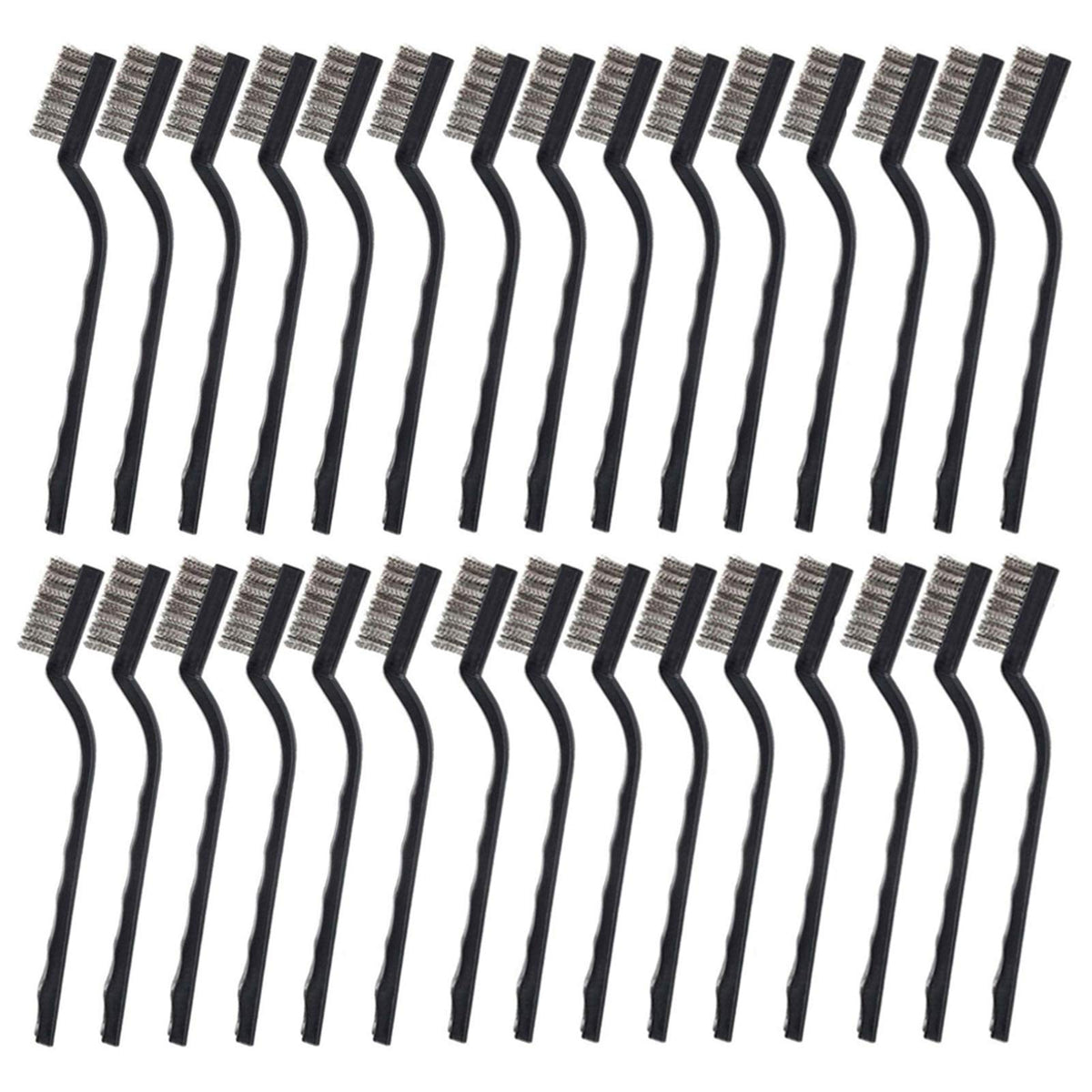 CILEONBE mini wire brush with curved handle for precise rust removal in tight spaces