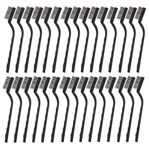 CILEONBE mini wire brush with curved handle for precise rust removal in tight spaces