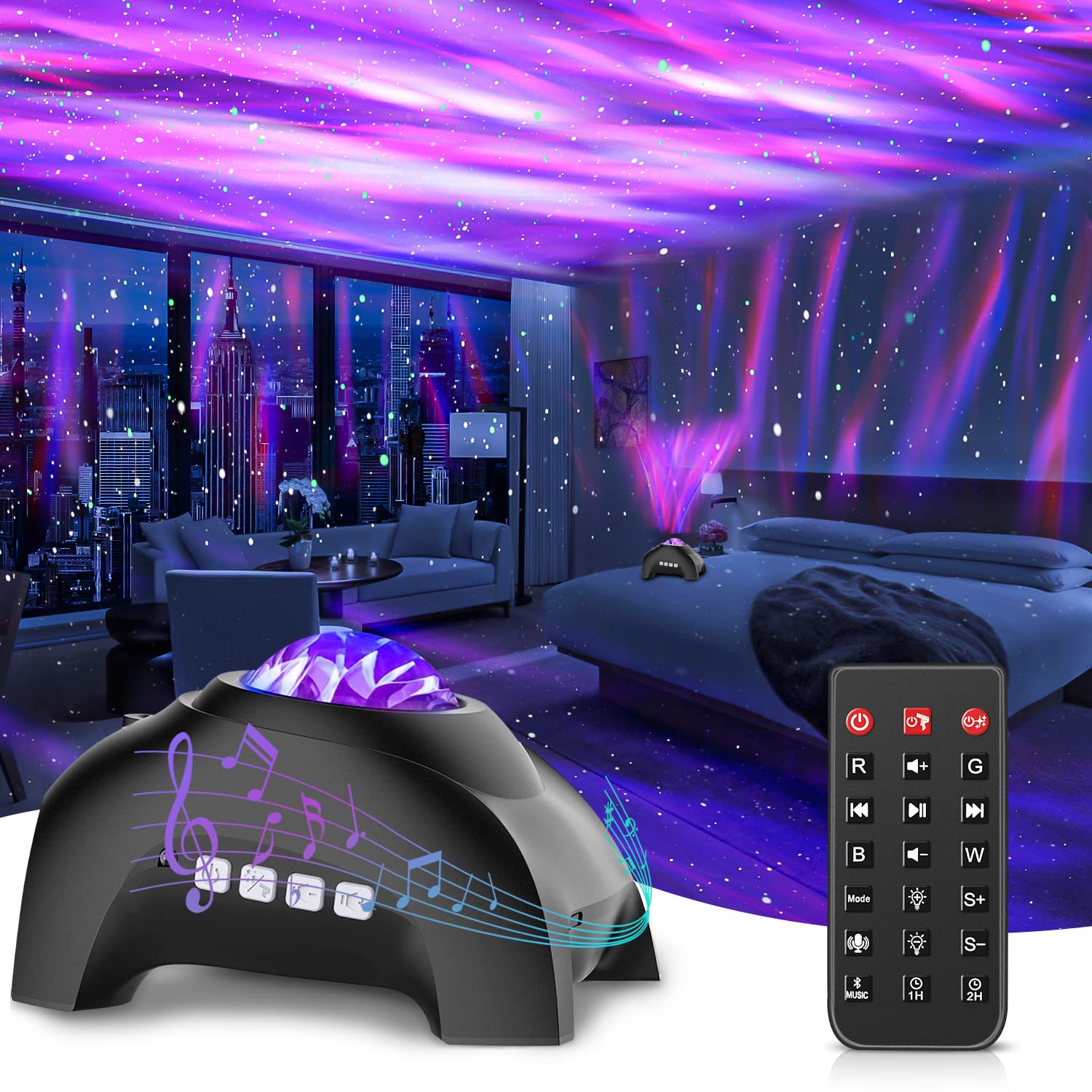 CIMELR Star Projector Nebula Show provides immersive ambient lighting for bedrooms.