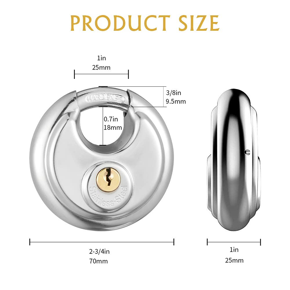 CINCINNO Discus padlock shackle shown with shielded design for reduced exposure.