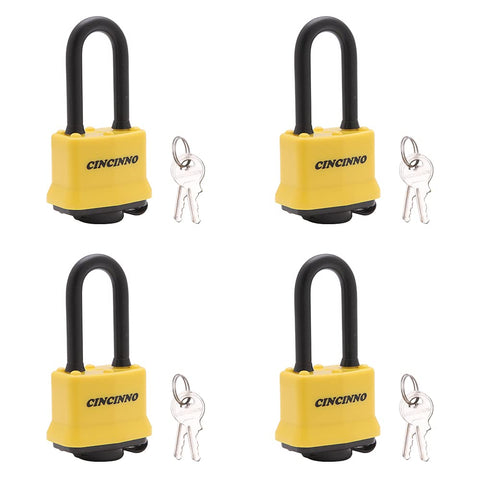 CINCINNO heavy-duty laminated steel padlock 4-pack for outdoor storage