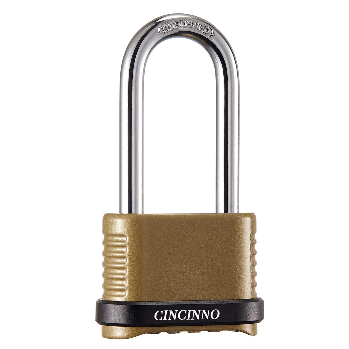 CINCINNO heavy-duty lock with long shackle for outdoor security.