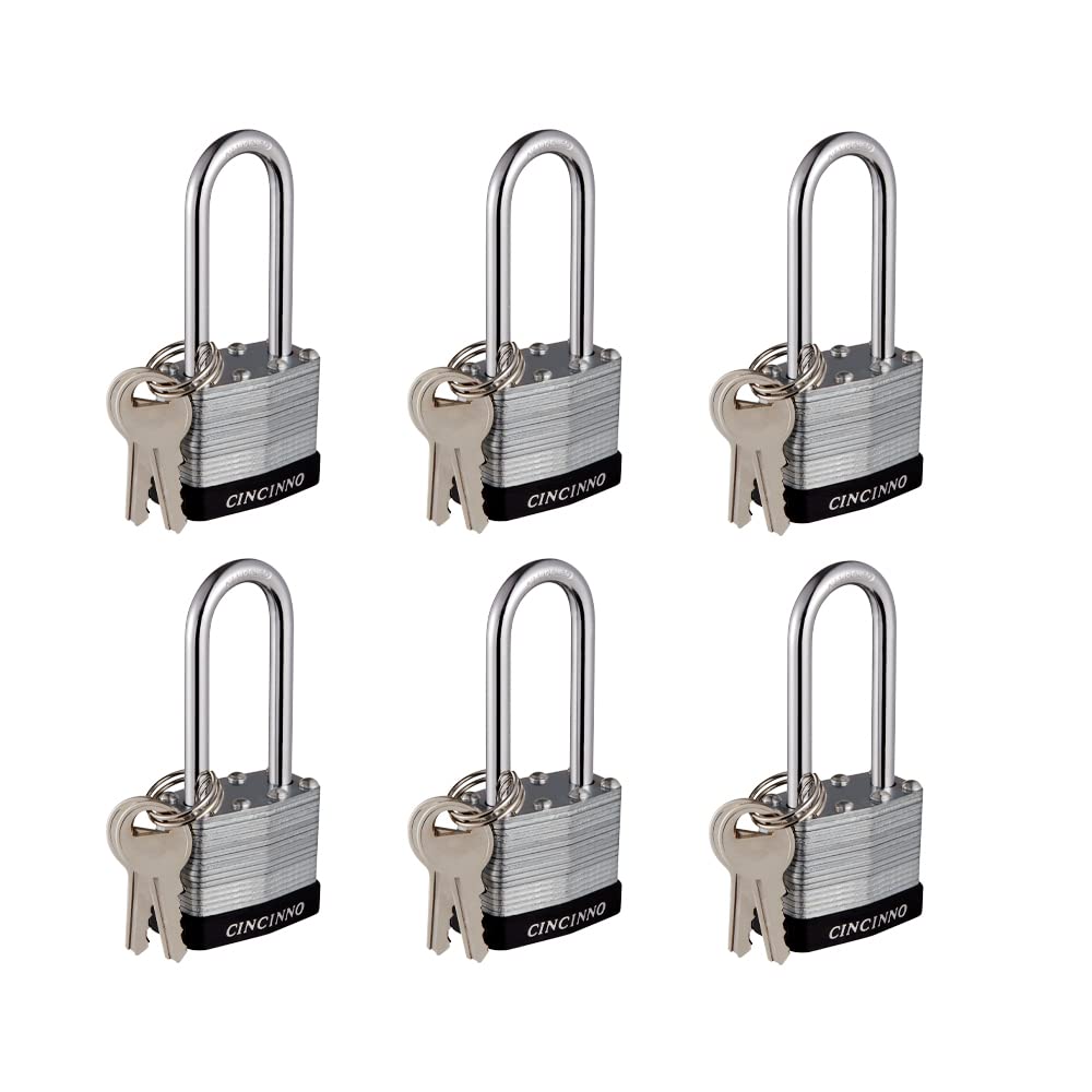 CINCINNO laminated steel padlock body close-up showing strong construction for security.