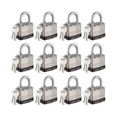CINCINNO 40mm keyed-alike padlocks in a 12-pack securing gates and sheds.