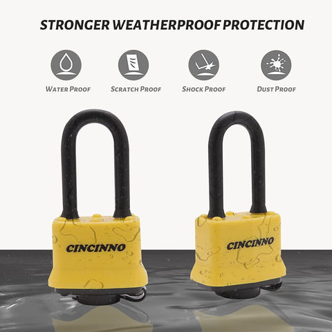 CINCINNO padlock with hardened shackle offers strong security