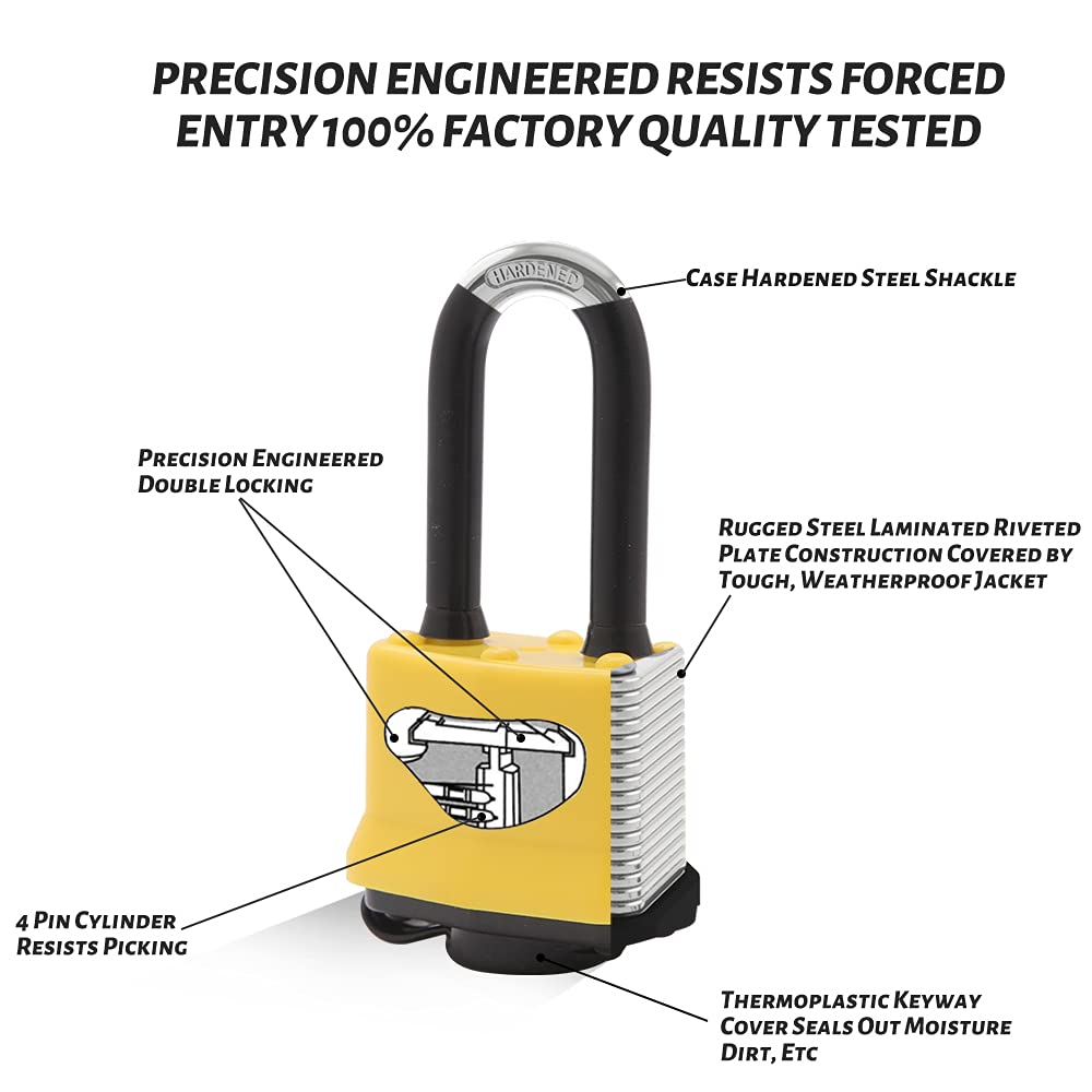 CINCINNO padlocks with wide 1-9/16 inch bodies and shackle for secure storage