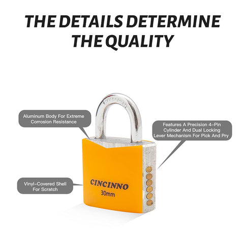 CINCINNO padlocks with a double-locking mechanism for added tamper resistance