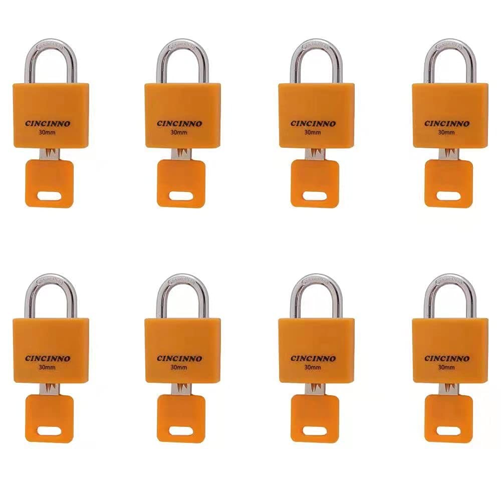 CINCINNO eight-pack locks with durable vinyl-covered 30mm lock body for outdoor use