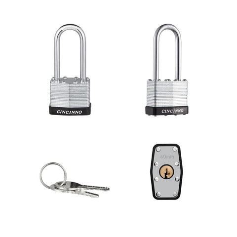 CINCINNO six-pack keyed-alike padlocks with two keys each included.