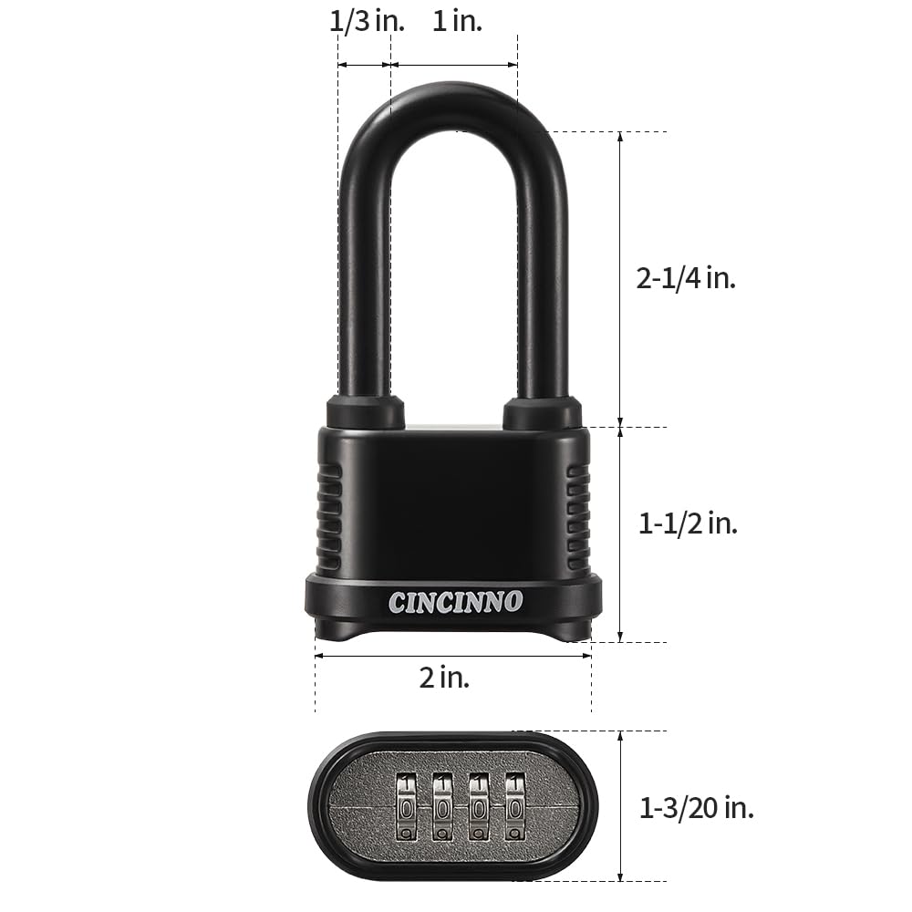 CINCINNO weatherproof padlock shackle detail with hardened steel for strong security