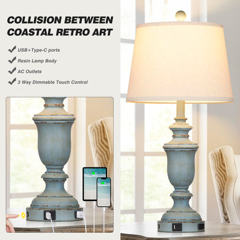 Cinkeda lamp featuring USB-A and USB-C ports plus an outlet for convenient charging