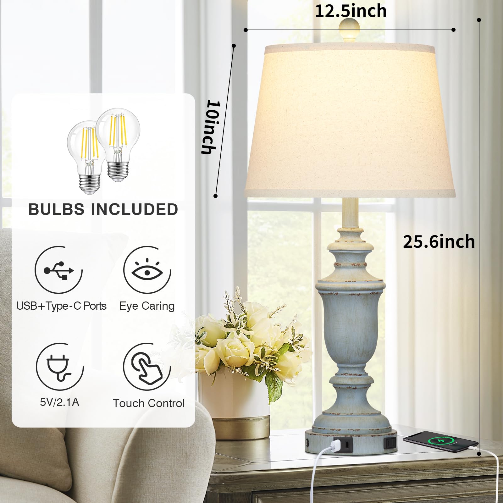 Cinkeda 3-way dimmable touch control lamp for versatile lighting options