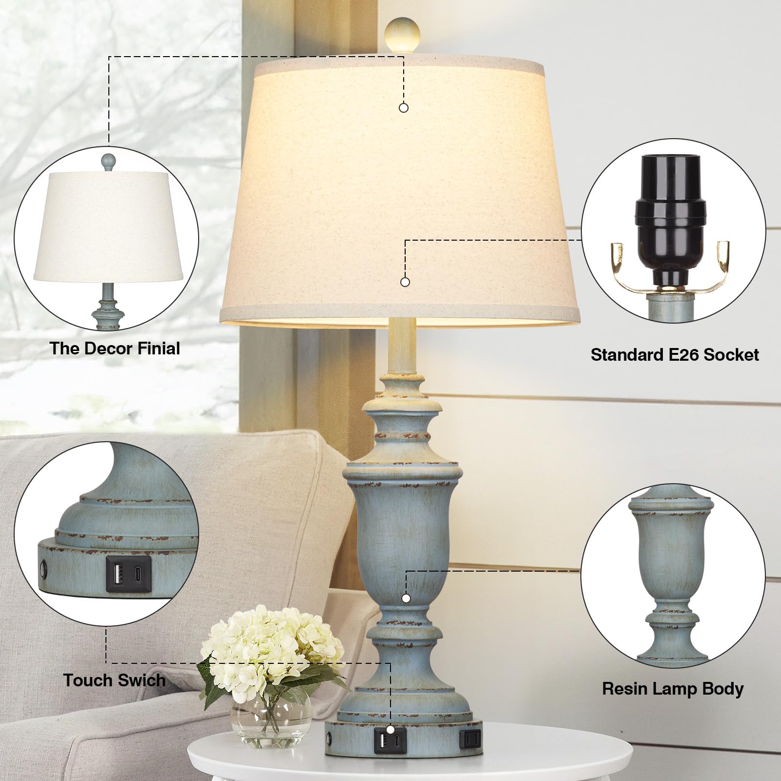 Cinkeda lamps include two dimmable LED bulbs for immediate use